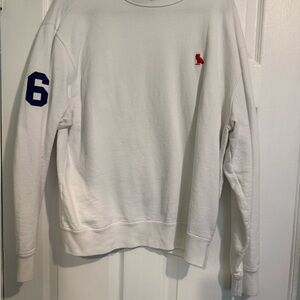 OVO- White Crewneck Sweater with Blue and Red Accents